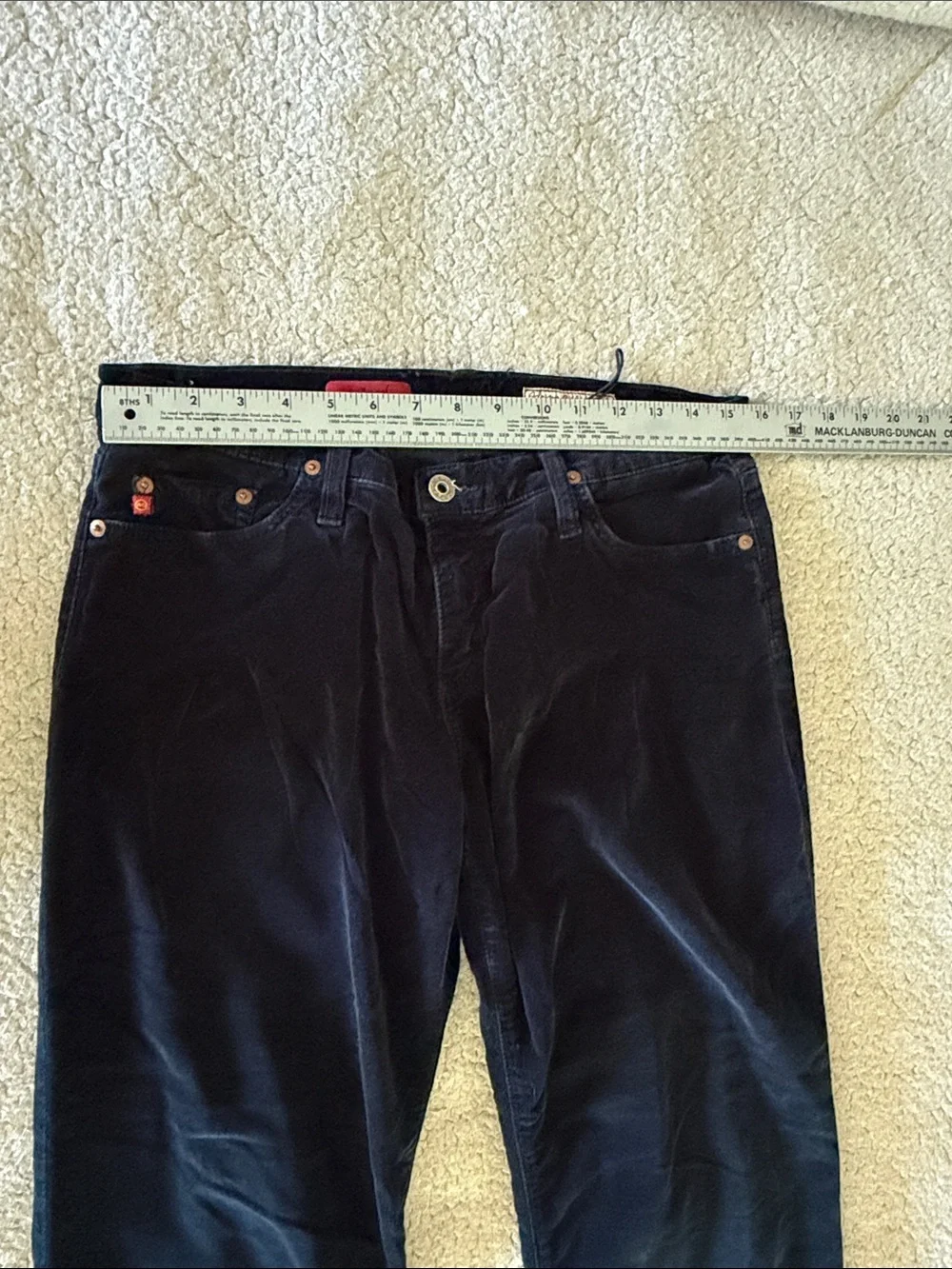 Ag Adriano Goldschmied The Angel Navy Velvet Flare Wide Leg Jeans 30